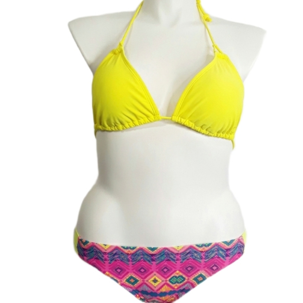 OP Hot Pink Aztec Boho Bikini Bottoms EUC sz L